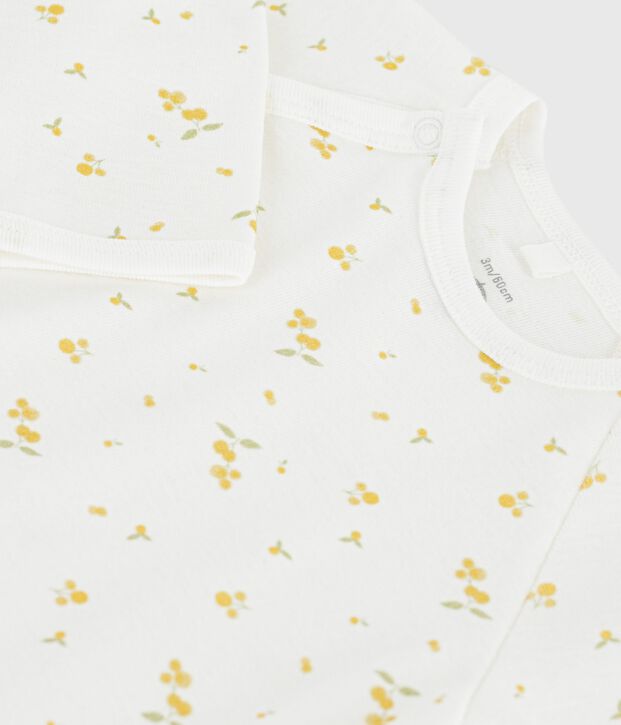 Pijama de algod&oacute;n con flores para beb&eacute; blanco/multicolor