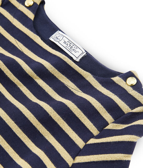 Jersey marinero de manga larga para niña azul SMOKING/marron BRINDILLE BRILLANT