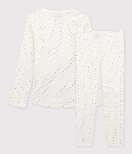 Pijama calado de lunares de niña de algodón orgánico blanco MARSHMALLOW/ POLOCHON