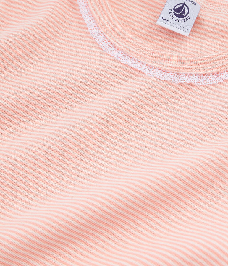 Pijama manga corta de punto para ni&ntilde;a rosa ROSAKO/blanco MARSHMALLOW