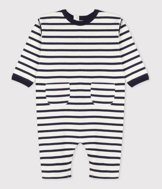 Mono de punto grueso con rayas marineras para bebé blanco MARSHMALLOW/azul SMOKING