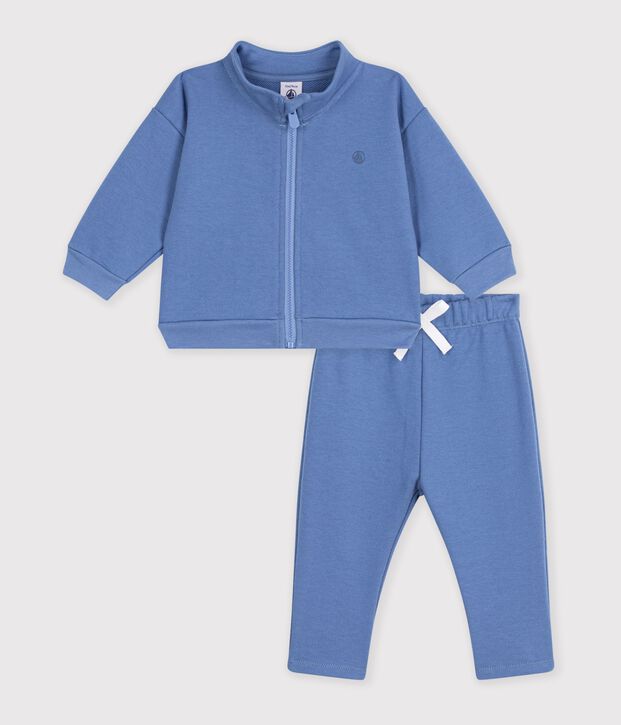 Conjunto de sudadera y pantal&oacute;n de algod&oacute;n liso para beb&eacute; azul