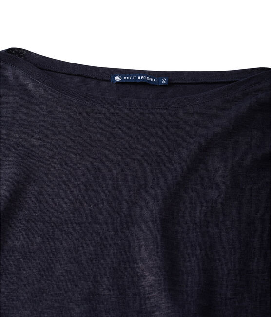 Camiseta de manga larga de lino brillante para mujer azul SMOKING/azul BRILLANT