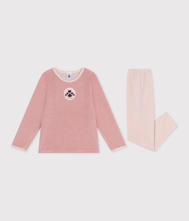 Pijama infantil de manga larga de terciopelo rosa/multicolor