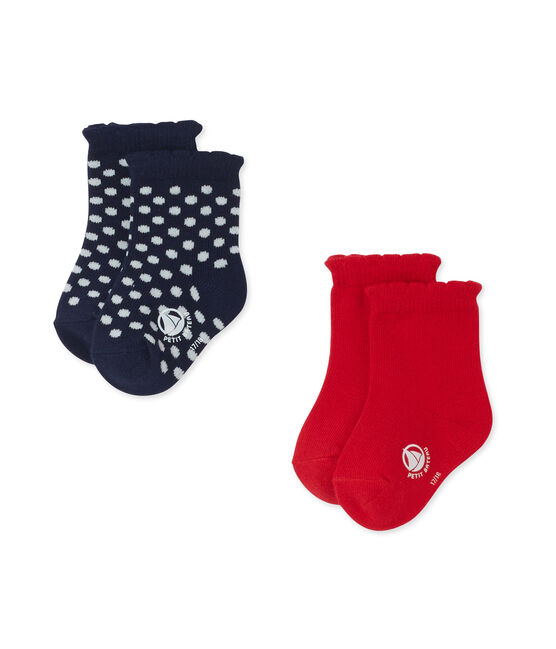 Lote de 2 pares de calcetines para bebé niña blanco .