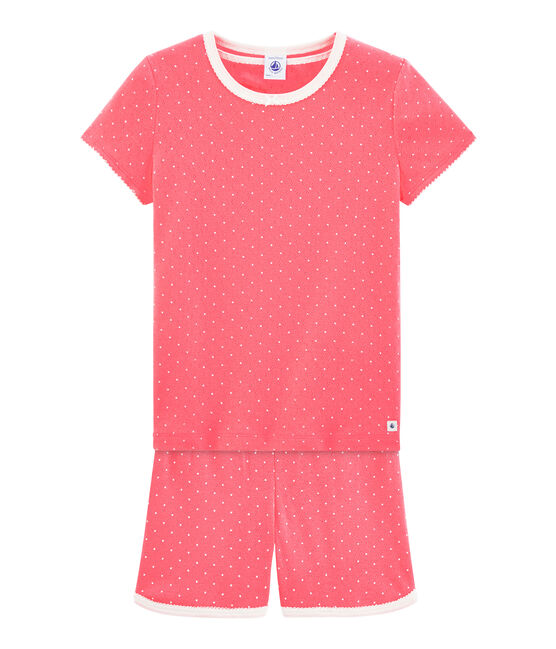 Pijama corto de punto para niña rosa CUPCAKE/blanco ECUME