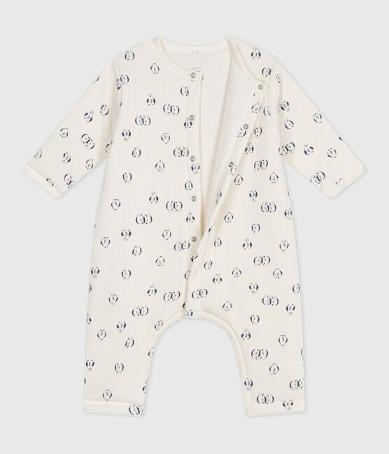 Mono de algodón enguatado con estampado de pingüinos para bebé azul MILK/ SOIR