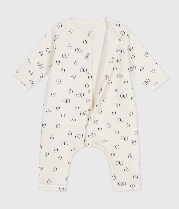 Mono de algod&oacute;n enguatado con estampado de ping&uuml;inos para beb&eacute; azul/azul