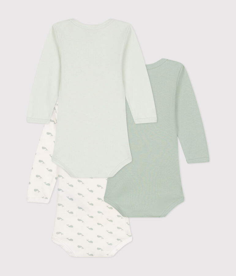 Juego de 3 bodis de algod&oacute;n de manga larga con estampado de peque&ntilde;as ballenas para beb&eacute; multicolor