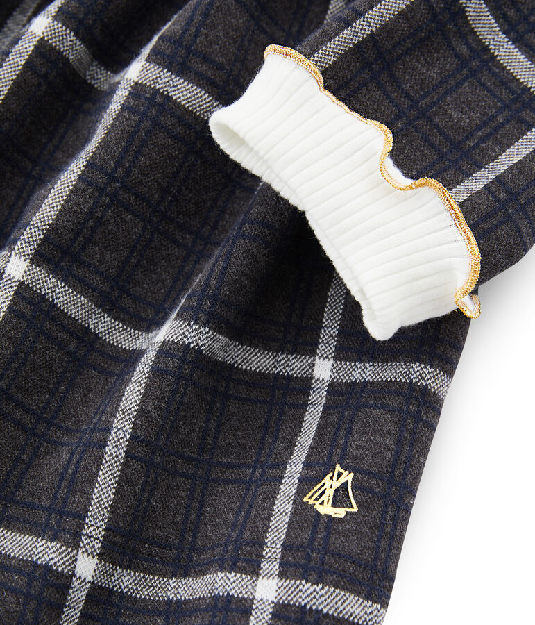 Vestido de malla y cuadros para ni&ntilde;a negro CITY/blanco MULTICO