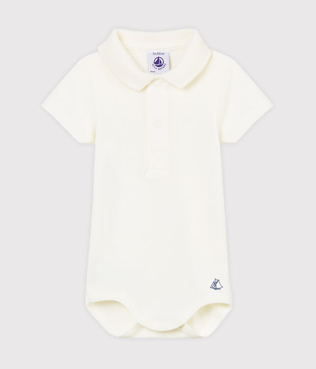 Bodi con cuello de polo para beb&eacute; ni&ntilde;o blanco