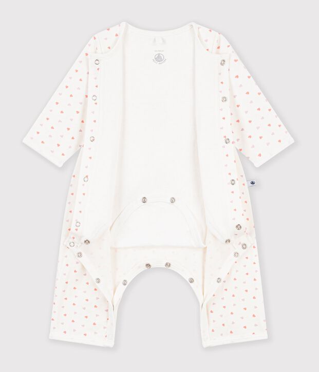 Bodyjama sin pies de algod&oacute;n con estampado de flores para beb&eacute; blanco/multicolor