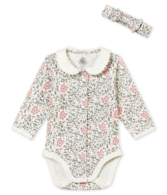 Body con cuello de manga larga con diadema a conjunto para bebé niña estampado blanco MARSHMALLOW/blanco MULTICO