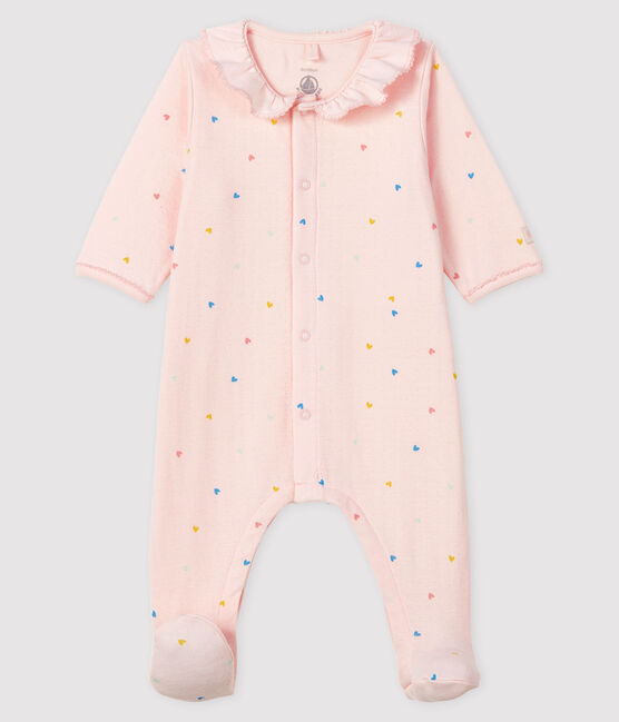 Pijama rosa con corazones de túbico para bebé niña rosa FLEUR/blanco MULTICO