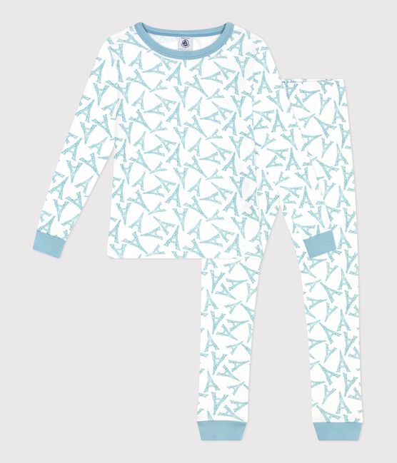 Pijama infantil muy ajustado de algodón con estampado de Torre Eiffel MARSHMALLOW/ MIMI/ MULTICO