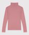 Camiseta de cuello alto de algod&oacute;n a rayas para mujer rojo/blanco