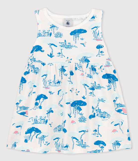 Vestido estampado sin mangas de punto de bebé niña blanco MARSHMALLOW/blanco MULTICO