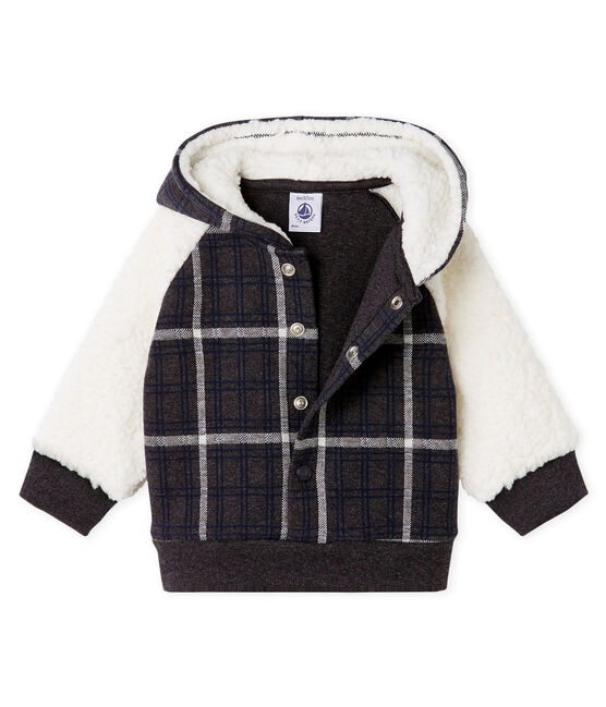 Sudadera con capucha de cuadros y sherpa de borreguillo para bebé niño negro CITY/blanco MULTICO CN