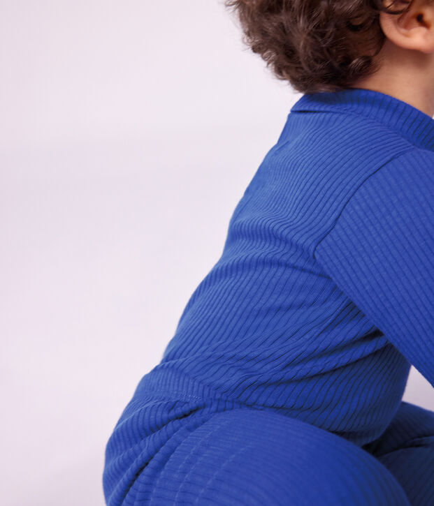 Body de algod&oacute;n liso con cuello vuelto para beb&eacute; azul