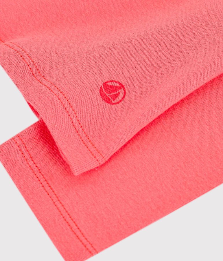 Camiseta lisa de algod&oacute;n de manga larga para mujer rosa