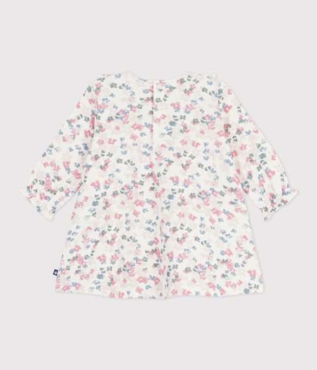 Vestido de algod&oacute;n de manga larga con estampado de flores para beb&eacute; crudo/multicolor
