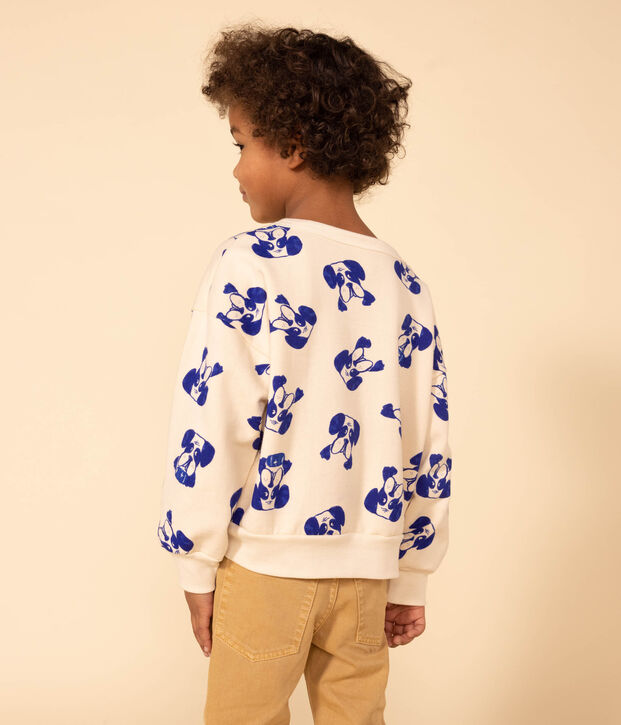 Sudadera estampada de mulet&oacute;n de ni&ntilde;a/ni&ntilde;o crudo/azul
