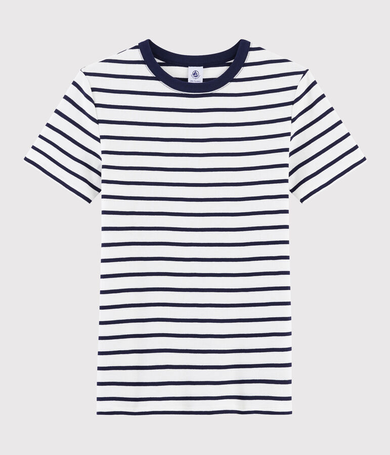 Camiseta ic&oacute;nica con cuello redondo para mujer blanco MARSHMALLOW/azul SMOKING