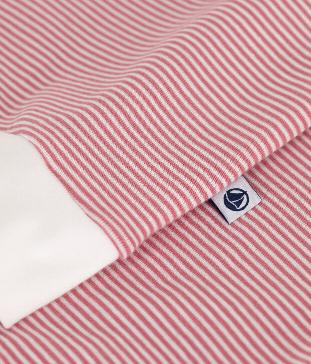Pijama de algod&oacute;n a rayas para mujer rosa/blanco