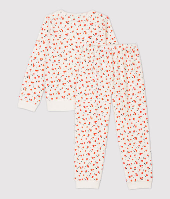 Pijama con estampado de flores de niña de terciopelo blanco MARSHMALLOW/blanco MULTICO