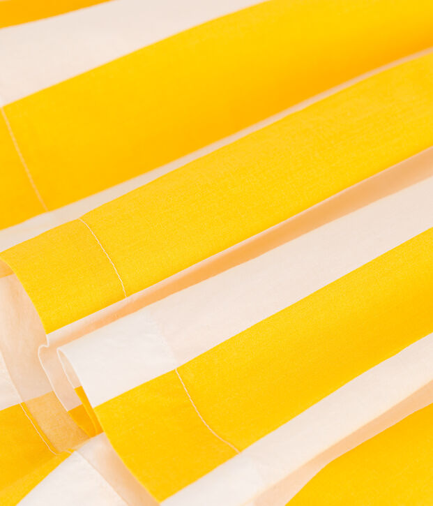 Falda infantil de algod&oacute;n a rayas blanco/amarillo