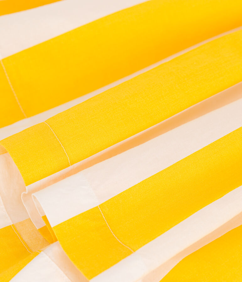 Falda infantil de algod&oacute;n a rayas blanco/amarillo