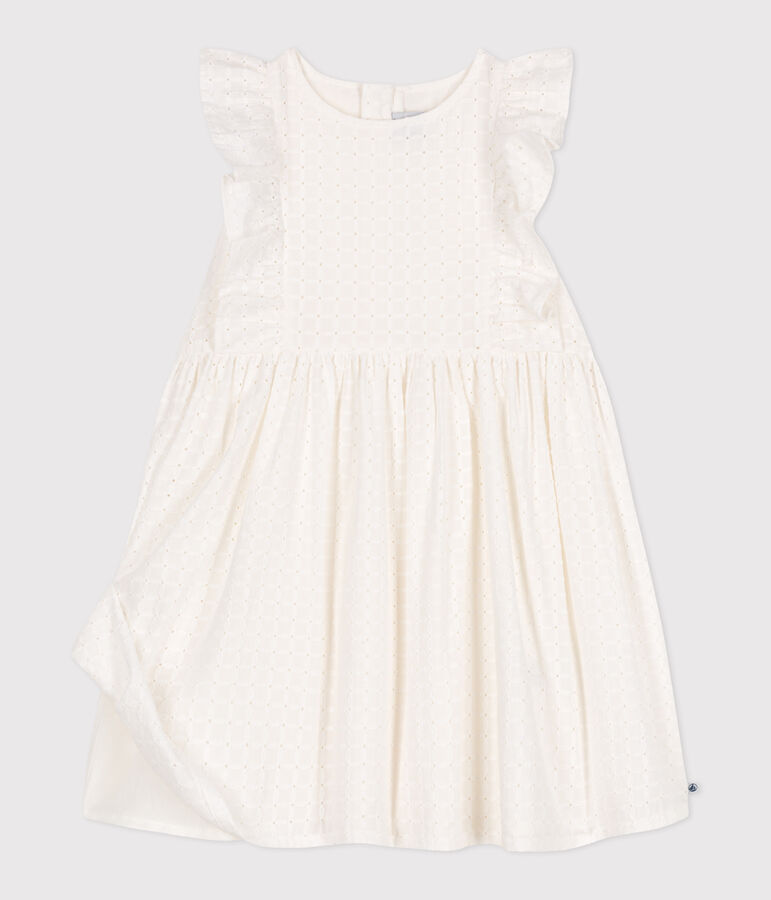 Vestido infantil de algod&oacute;n sin mangas blanco