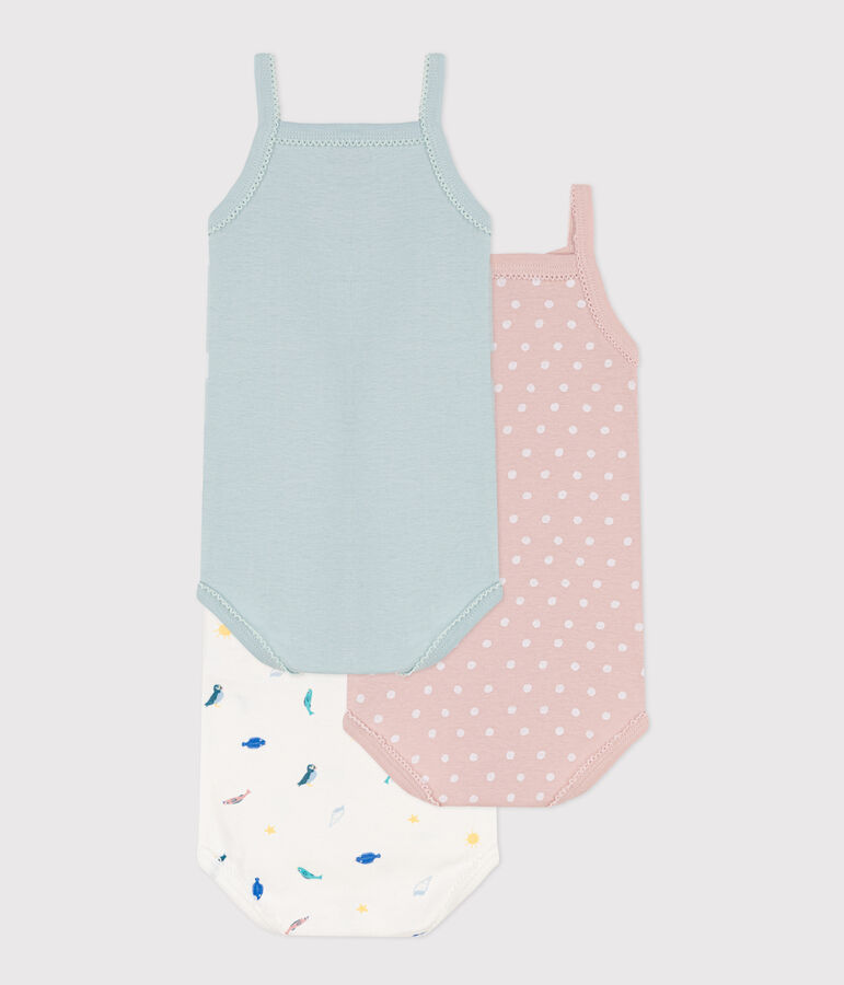 Juego de 3 bodis de tirantes de algod&oacute;n con animales marinos variante 1