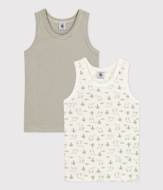 Juego de 2 camisetas de tirantes de algod&oacute;n con dromedarios para ni&ntilde;o multicolor