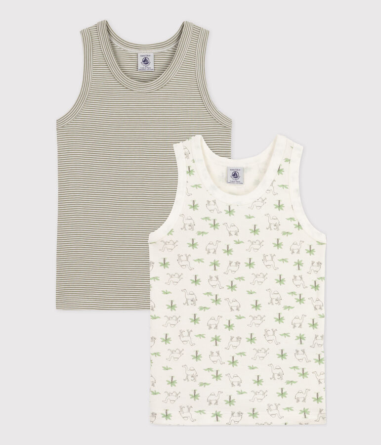 Juego de 2 camisetas de tirantes de algod&oacute;n con dromedarios para ni&ntilde;o multicolor