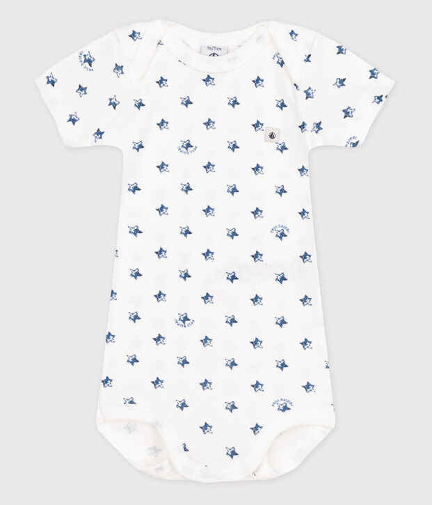 Bodi de manga corta para beb&eacute; blanco/azul