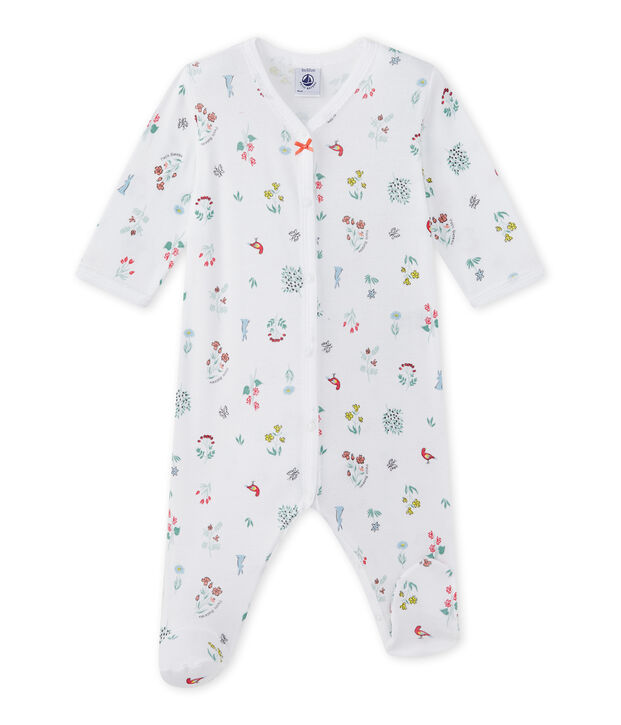 Pijama estampado para beb&eacute; ni&ntilde;a blanco/multicolor