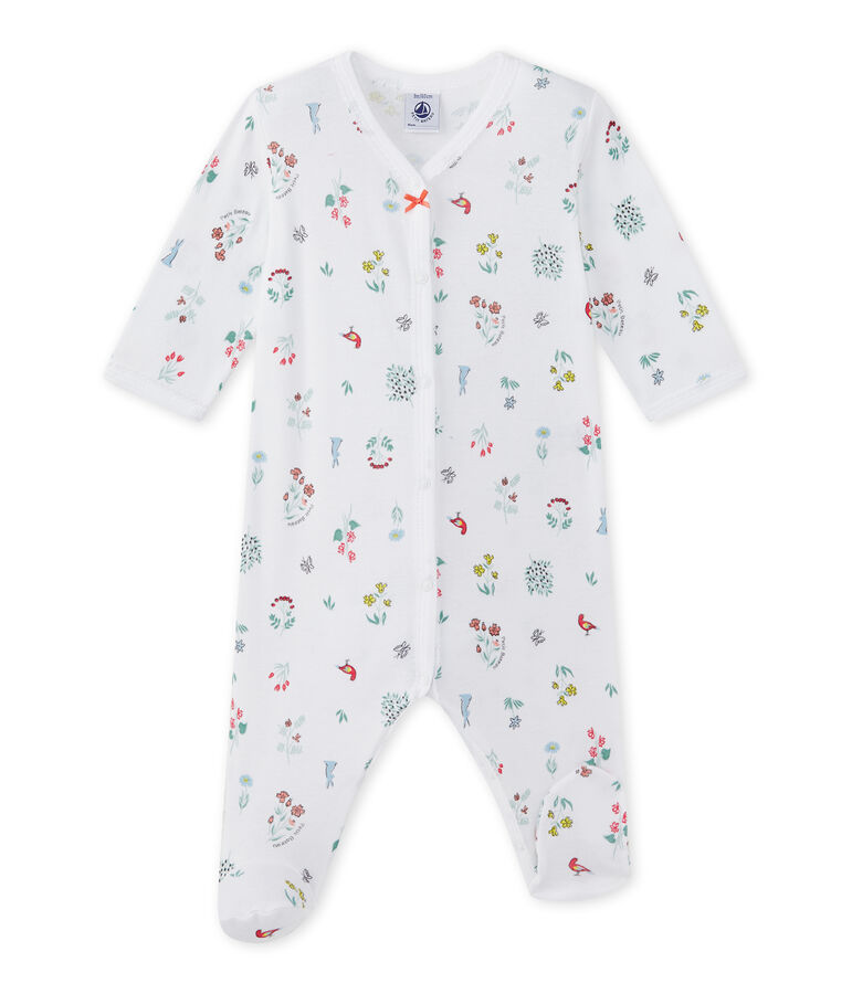 Pijama estampado para beb&eacute; ni&ntilde;a blanco/multicolor