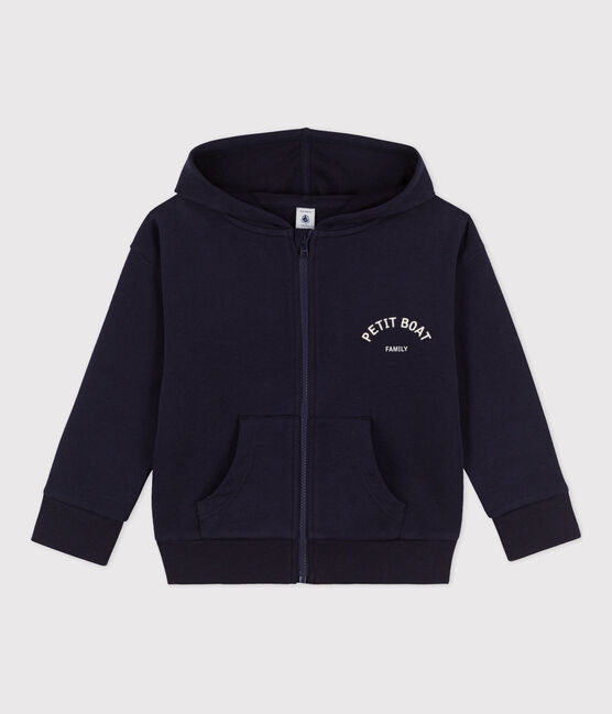 Sudadera con capucha petit Boat y cremallera de niño  azul SMOKING
