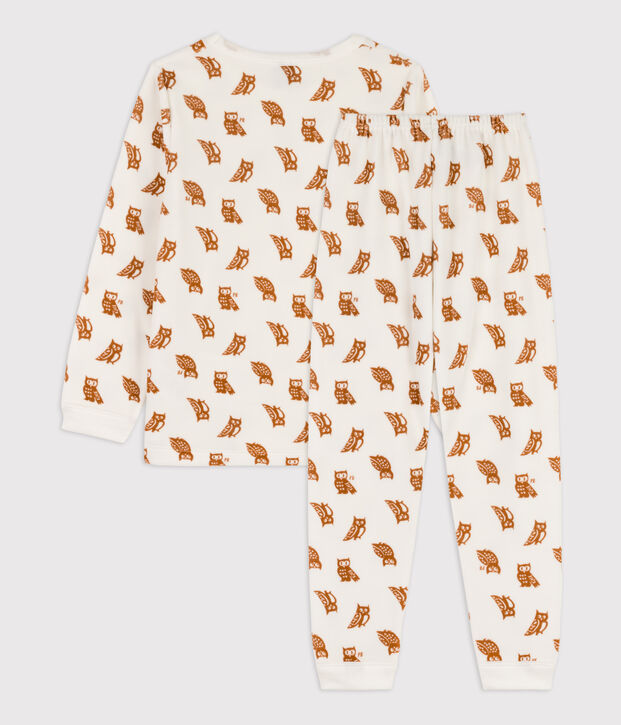 Pijama de terciopelo para ni&ntilde;o/ni&ntilde;a blanco/marron