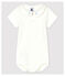 Body con cuello bordado de algodón de bebé niño blanco MARSHMALLOW