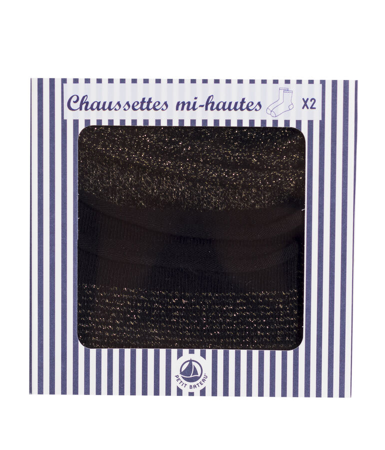 Juego de calcetines a media ca&ntilde;a de mujer negro/amarillo