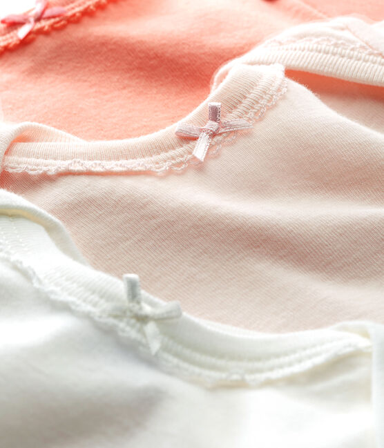 Tres bodis manga corta de algodón y lino para bebé niña variante 1