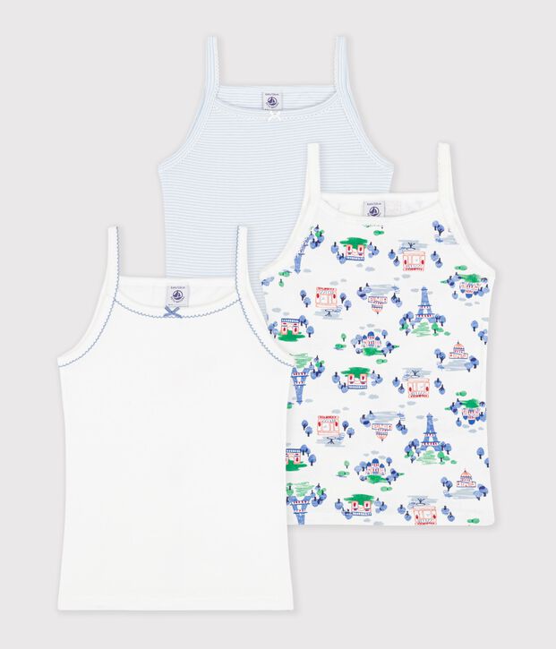 Juego de camisetas infantiles de tirantes de algod&oacute;n con estampado de Par&iacute;s multicolor