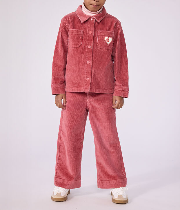 Pantal&oacute;n infantil wide leg de terciopelo rosa