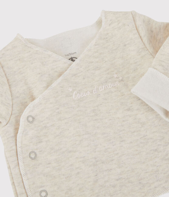 Cárdigan gris de mezclilla de bebé de punto de jersey de algodón orgánico beige MONTELIMAR CHINE