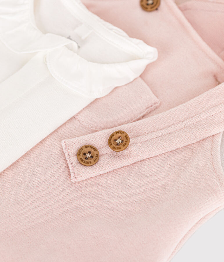 Conjunto de peto de terciopelo para beb&eacute; rosa