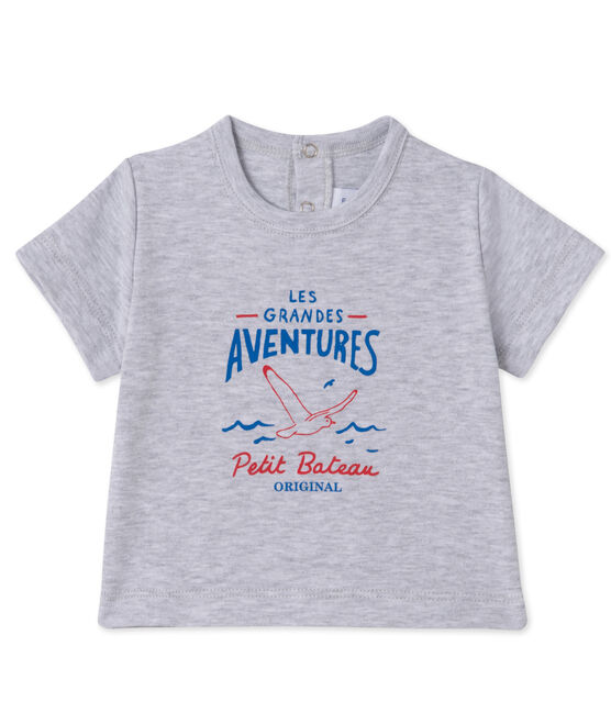 Camiseta serigrafiada para bebé niño gris POUSSIERE CHINE