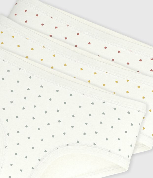 Juego de braguitas infantiles de algod&oacute;n de talle alto con estampado de corazones multicolor