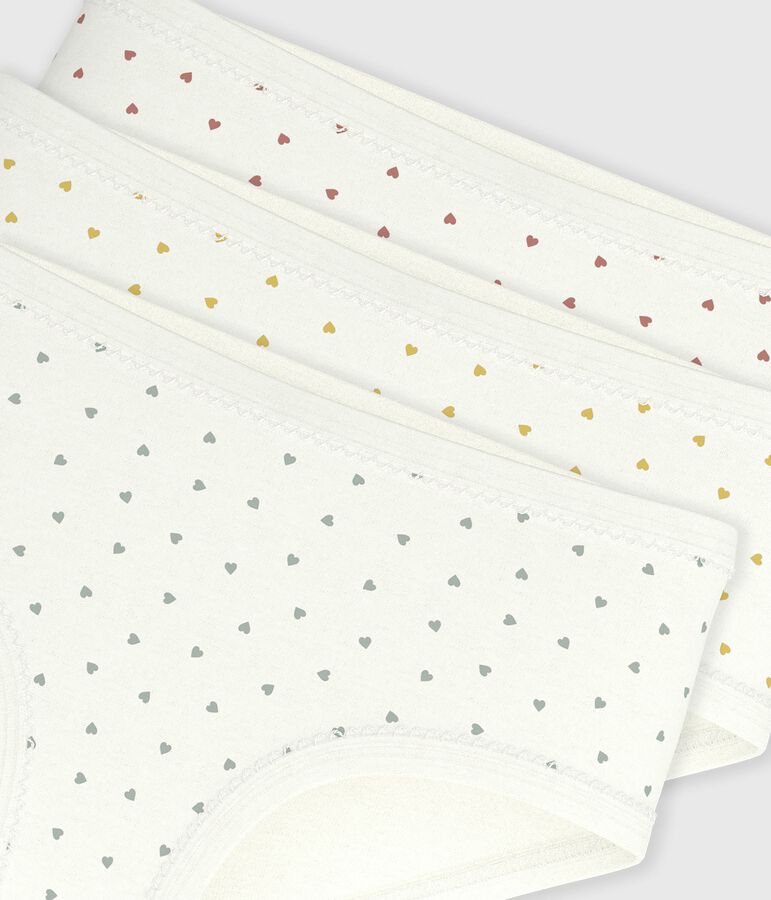 Juego de braguitas infantiles de algod&oacute;n de talle alto con estampado de corazones variante 1